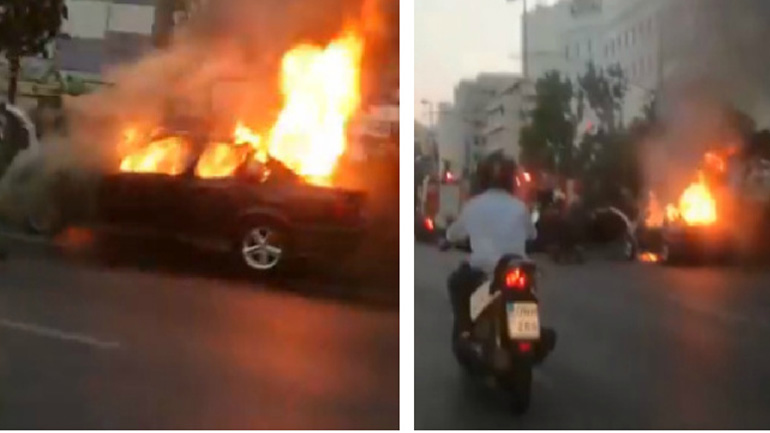 Στις φλόγες τυλίχτηκε αυτοκίνητο στη λεωφόρο Συγγρού