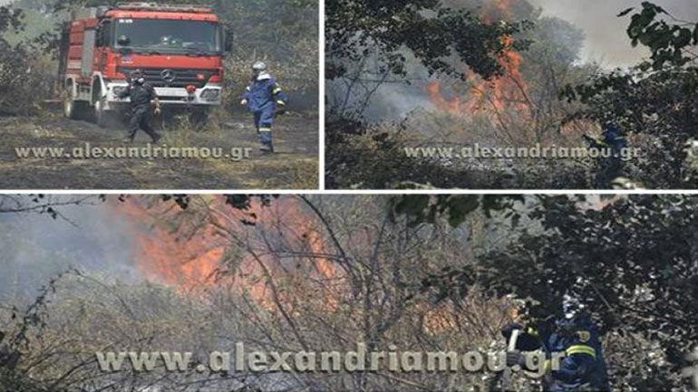 Εστίες φωτιάς και καπνοί πίσω από την Αγία Κυριακή στο Λουτρό Ημαθίας
