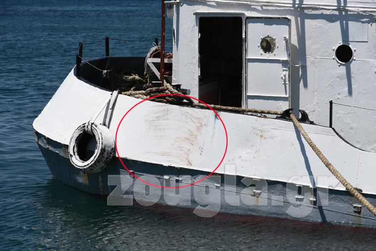 Το σημείο της σύγκρουσης του 'Αίγινα' με το 'Παναγιώτης'