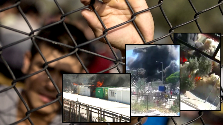 Εξέγερση μεταναστών στη Μόρια Λέσβου