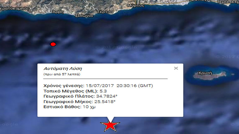 Η επίσημη ανακοίνωση του Γεωδυναμικού Ινστιτούτου για τον σεισμό της Ιεράπετρας