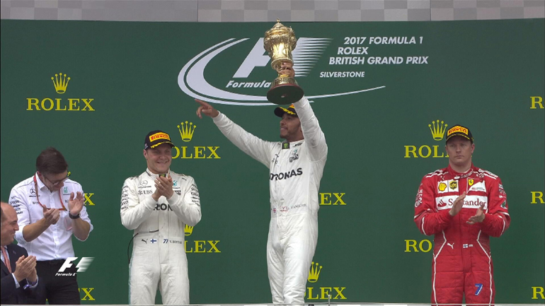 Το βάθρο των νικητών: Hamilton, Bottas και Raikkonen