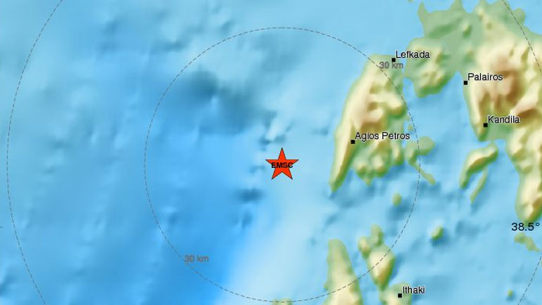 Σεισμός 3,7R νοτιοδυτικά της Λευκάδας