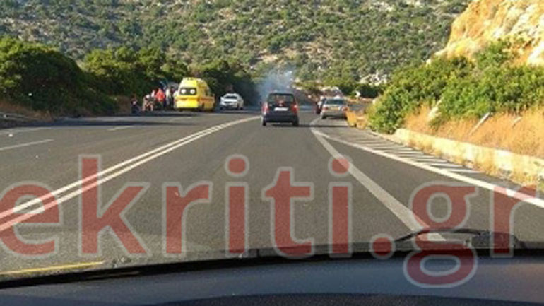 Κρήτη: Ανετράπη μίνι μπας στην Εθνική Οδό