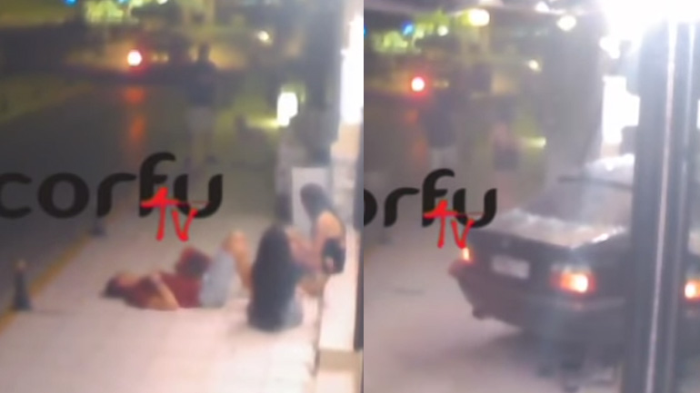 Καρέ-καρέ: Αυτοκίνητο «μπουκάρει» σε μαγαζί στην Κέρκυρα