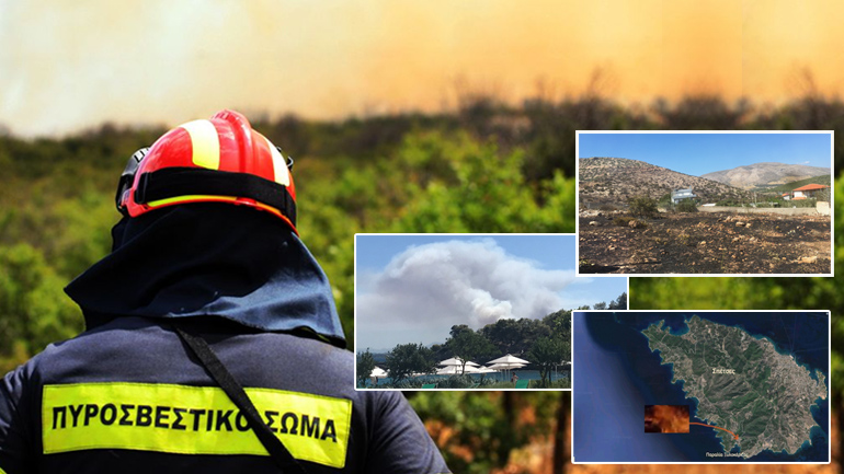 Μάχη με τις φλόγες στις Σπέτσες