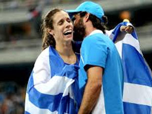 Με τον σύζυγο και προπονητή της, Μίτσελ Κρίερ