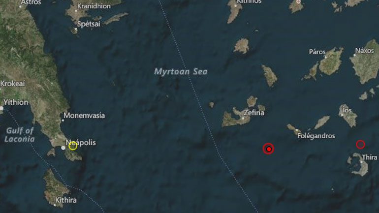 Σεισμική δόνηση 4,9 Ρίχτερ ανοιχτά της Μήλου