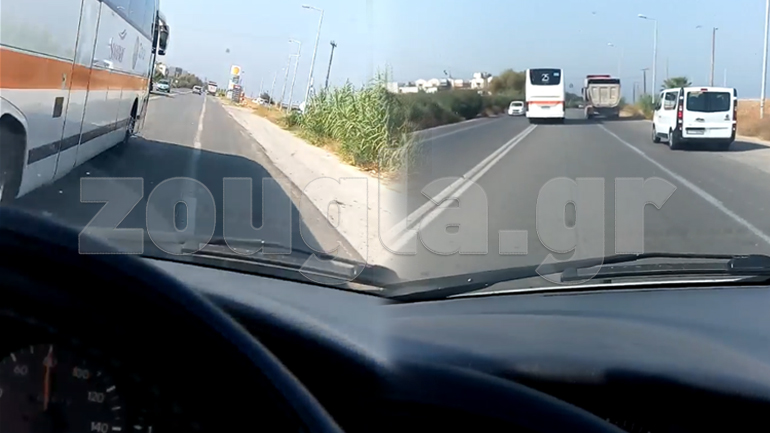 Ασυνείδητος οδηγός πούλμαν παραβιάζει τον μισό ΚΟΚ στον ΒΟΑΚ της Κρήτης
