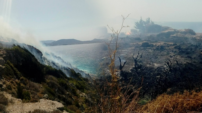 Oι φλόγες απείλησαν την πόλη της Ρόδου