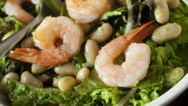 Φασόλια με σπανάκι και γαρίδες