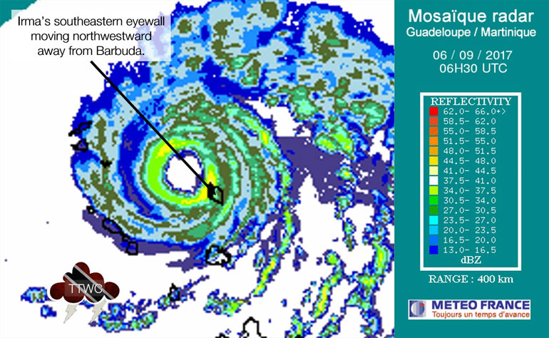 To πέρασμα του κυκλώνα Ίρμα από τη νήσο Μπαρμπούντα