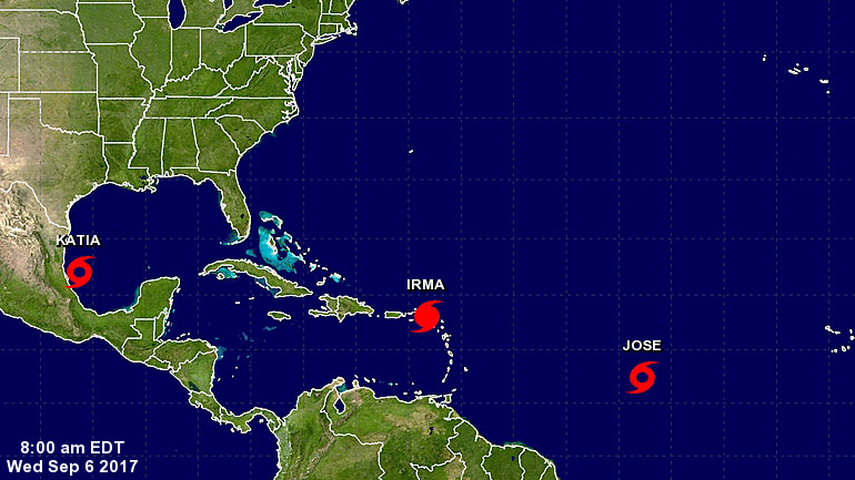 Η τροπική καταιγίδα Χοσέ και η τροπική καταιγίδα Κάτια ενισχύθηκαν σε κυκλώνες