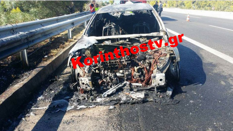 Αυτοκίνητο πήρε φωτιά στην Αθηνών-Κορίνθου