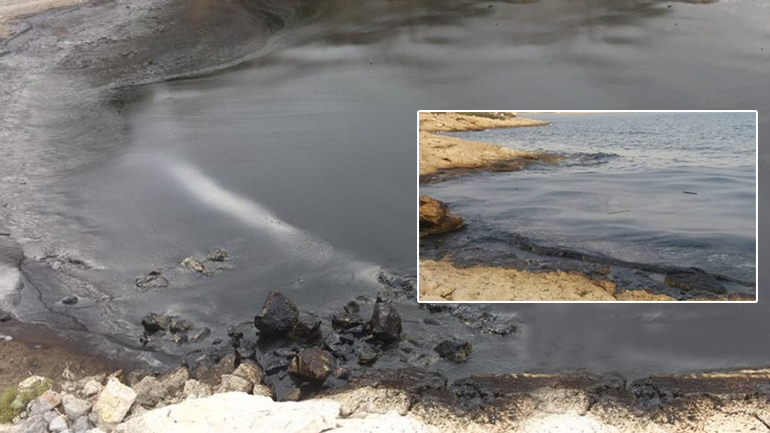 Μαύρες από το πετρέλαιο οι ακτές της Σαλαμίνας