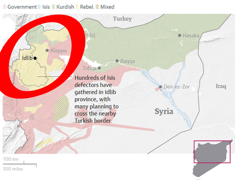 Εκατοντάδες μαχητές του Ισλαμικού Κράτους έχουν συγκεντρωθεί στην Ιντλίμπ, και πολλοί από αυτούς σχεδιάζουν το πέρασμά τους από τα τουρκικά σύνορα