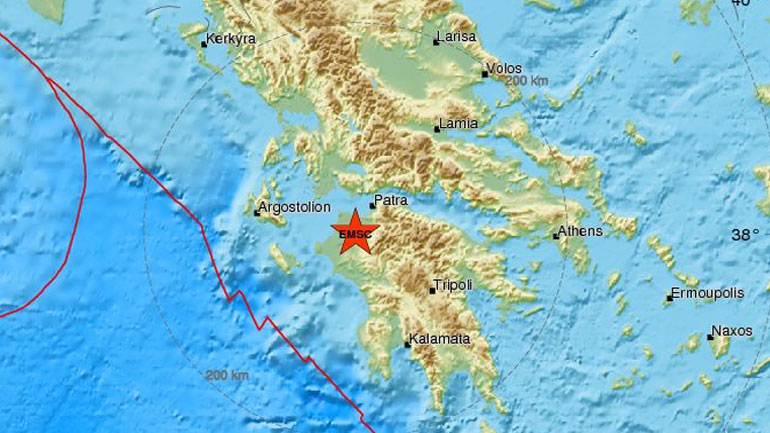 Σεισμική δόνηση 3,2R νοτιοδυτικά της Πάτρας