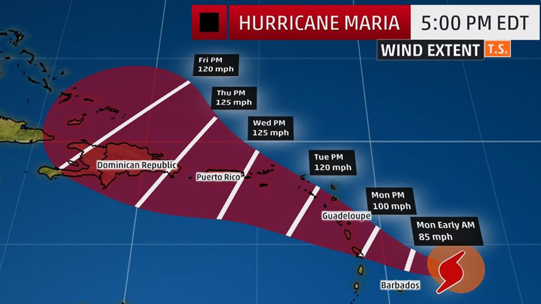 Η τροπική καταιγίδα «Μαρία» ενισχύθηκε σε κυκλώνα