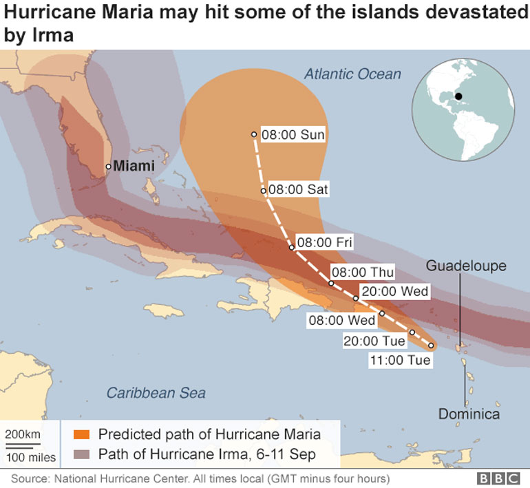 Η διαδρομή που θα ακολουθήσει ο τυφώνας «Μαρία»