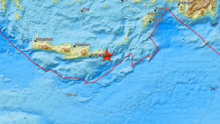 Σεισμική δόνηση 3,8R ανοιχτά της Κρήτης