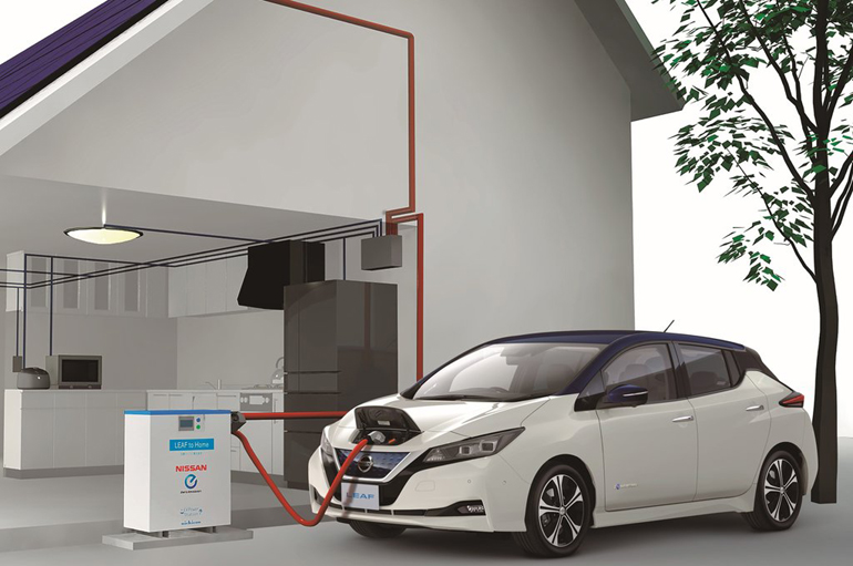 To Nissan Leaf είναι αμιγώς ηλεκτρικό αυτοκίνητο και φορτίζει με... πρίζα