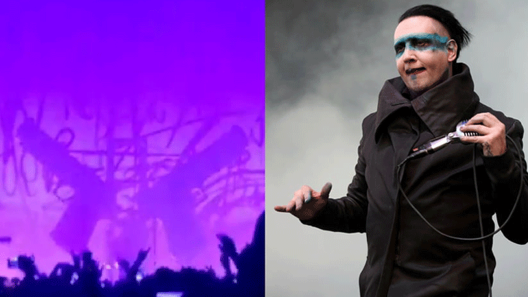 Πανικός σε συναυλία του Μέριλιν Μάνσον – Καταπλακώθηκε από τμήμα του σκηνικού ενώ τραγουδούσε