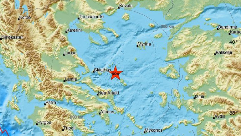 Σεισμική δόνηση 5R ανοικτά των Σποράδων