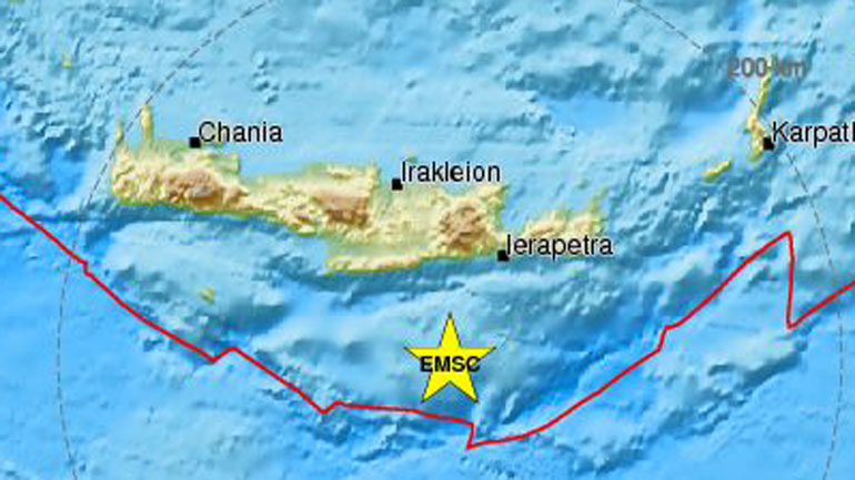 Σεισμός 4,3 Ρίχτερ νότια της Κρήτης