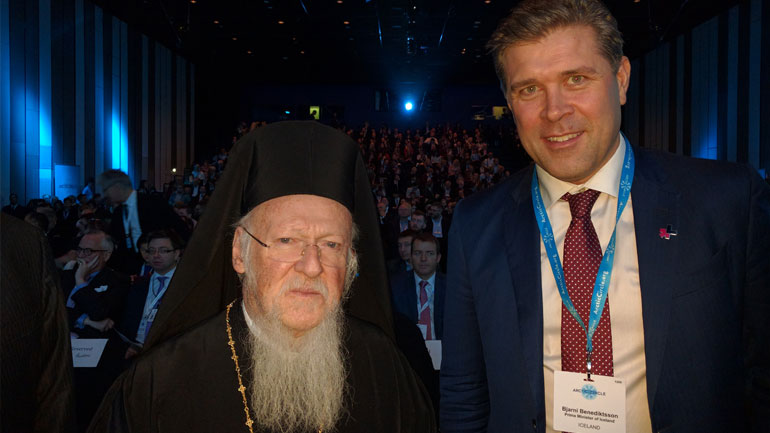 Συνάντηση του Οικουμενικού Πατριάρχη Βαρθολομαίου με τον πρωθυπουργό της Ισλανδίας