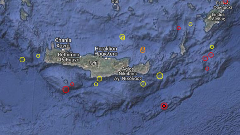Σεισμική δόνηση 4,1 Ρίχτερ νότια της Κρήτης