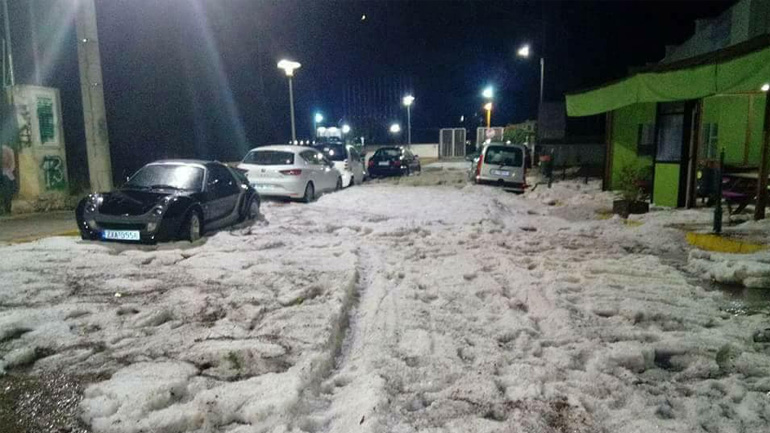 Σφοδρή χαλαζόπτωση στον Μαραθώνα