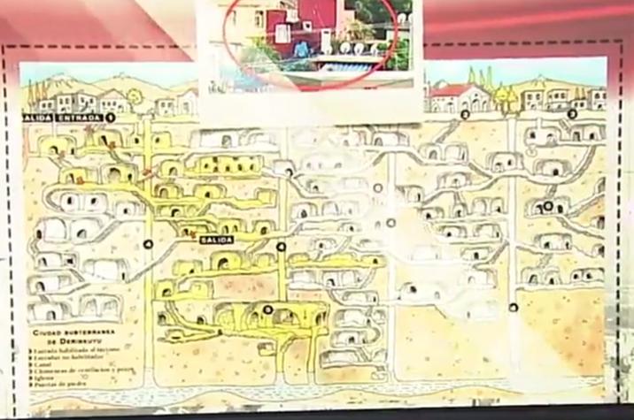 Ο υποτιθέμενος χάρτης της μυστικής υπόγειας πόλης. Σύμφωνα με τις θεωρίες, η πρόσβαση γίνεται μόνο μέσα από το υπόγειο του Κόκκινου Σπιτιού...
