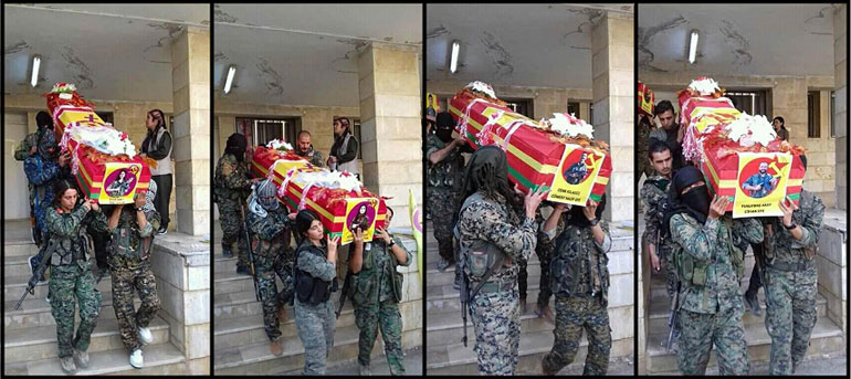 Στο δεύτερο φέρετρο, η Κούρδισσα που έσωσε παλαιότερα τη ζωή του Άρμι. Τον Οκτώβριο έθεσε τέρμα στη ζωή της, περικυκλωμένη από τζιχαντιστές, κατά τη διάρκεια ειδικής αποστολής