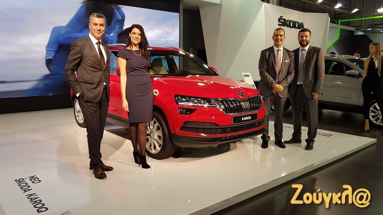 H πιο σύγχρονη, νεανική ομάδα και με δυνατές βλέψεις είναι αυτή της Skoda. Από αριστερά: Ανδρέας Χαλμπές (εμπορικός διευθυντής), Μυρτώ Μπουτραχάνη (διευθύντρια Marketing), Στήβεν Σίρτης (πρόεδρος ομίλου Kosmocar), Στέλιος Ιακωβίδης (υπεύθυνος social media) 