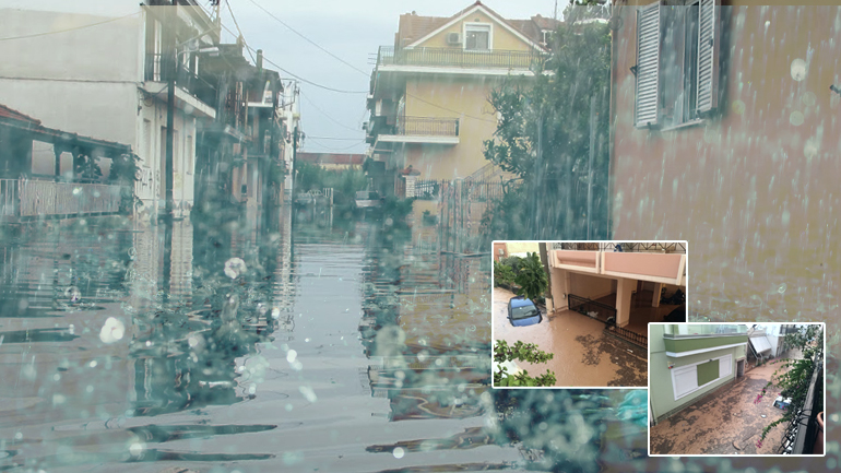 Πλημμύρισε η Νέα Πέραμος – Κλειστή η Αθηνών-Κορίνθου