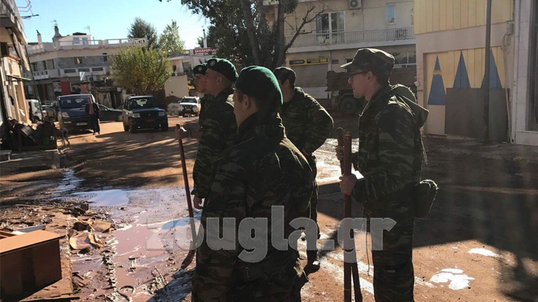 Μάνδρα: Στην προσπάθεια για αποκατάσταση των ζημιών και ο στρατός