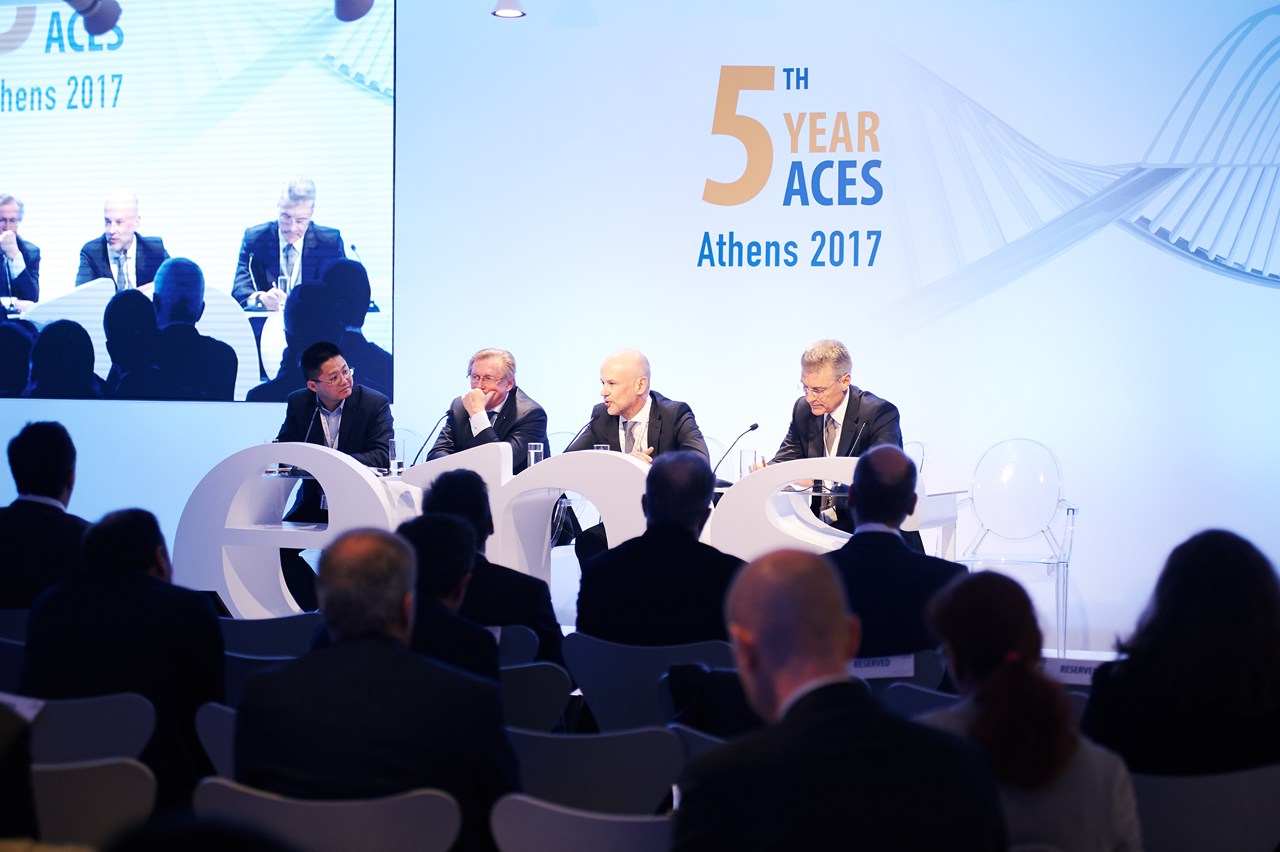 Panel II: China-Europe: Current Status and Prospects for the aviation & tourism market Από αριστερά: O Dr Lei Zheng, President, Institute for Aviation research (UK), o Dr Michael Kerkloh, CEO & President ADV, Flughafen München GmbH and President ACI EUROPE, ο κ. Γιάννης Ρέτσος, Πρόεδρος ΣΕΤΕ και ο κ. Γιάννης Παράσχης