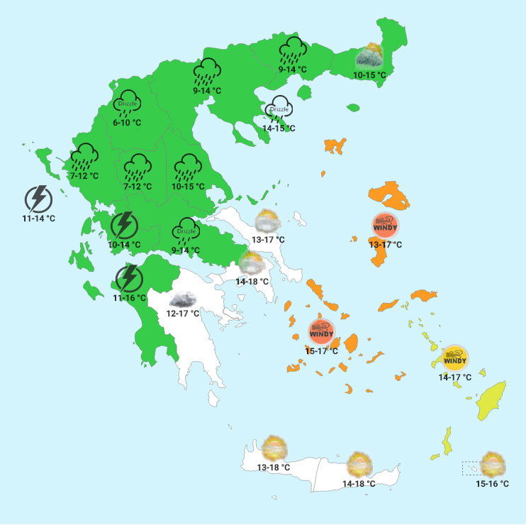 Σάββατο πρωί (χάρτης Forecastweather)