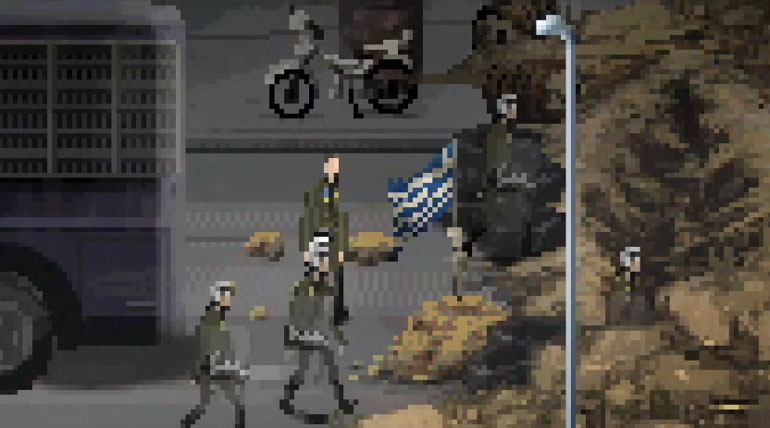 Η άλλη πλευρά, στη λεωφόρο Λαυρίου, με τις κλούβες και τις αύρες των ΜΑΤ...