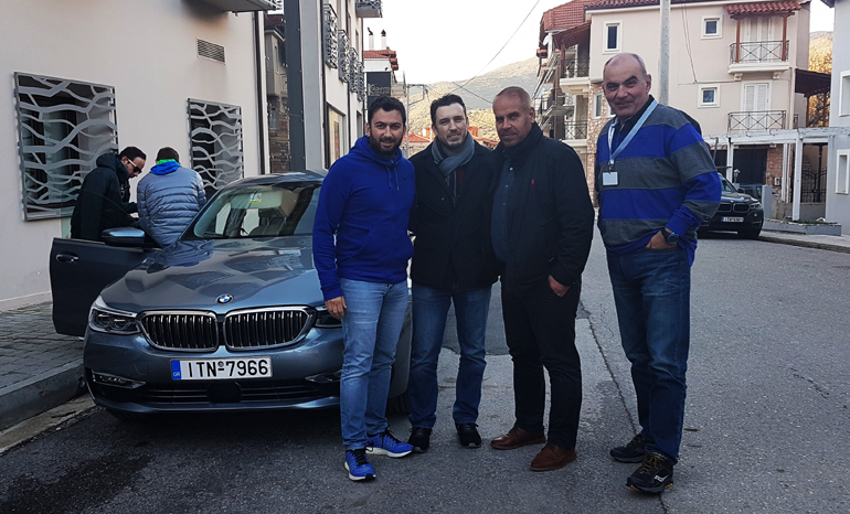 Στα Καλάβρυτα είχε να γίνει δημοσιογραφική παρουσίαση τουλάχιστον πέντε χρόνια (από αριστερά: Βασίλης Σαρημπαλίδης, Κωνσταντίνος Διαμαντής, Βαγγέλης Γκούμας και Νίκος Σάλτας)