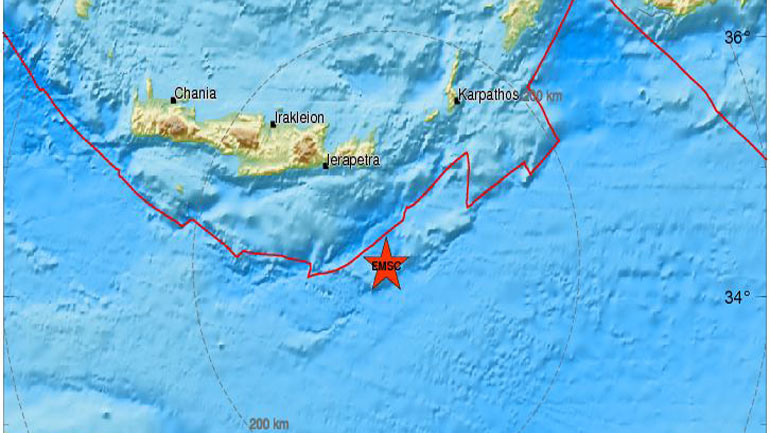 Σεισμός 4,3 Ρίχτερ νότια της Κρήτης