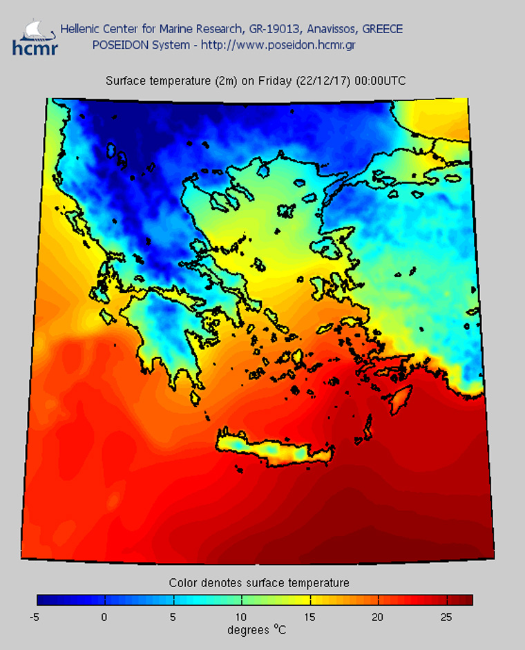 Θερμοκρασία αέρα τα μεσάνυχτα της Παρασκευής