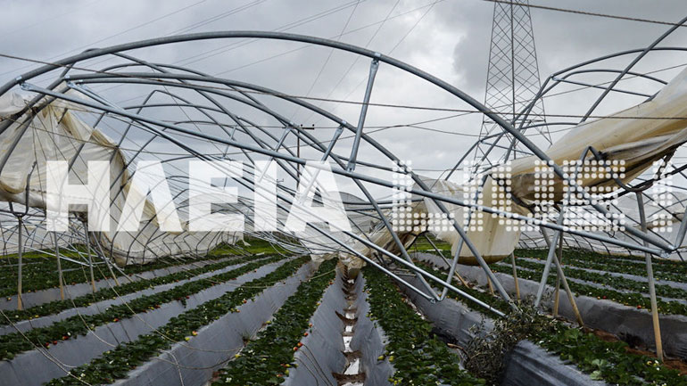 Ηλεία: Ζημιές σε θερμοκήπια από νυχτερινό μπουρίνι