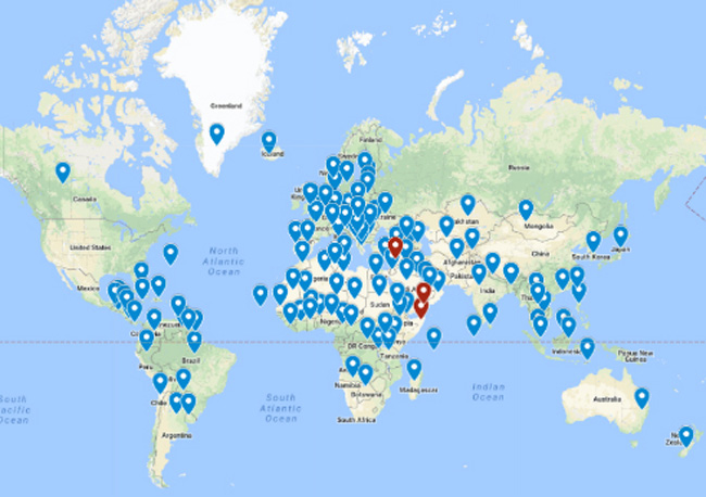 Χάρτης που δείχνει σε πόσες χώρες βρίσκονται αμερικανικά στρατεύματα (U.S. Special Operations Command)
