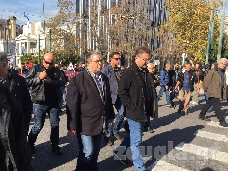 O Δ. Κουτσούμπας στην πορεία