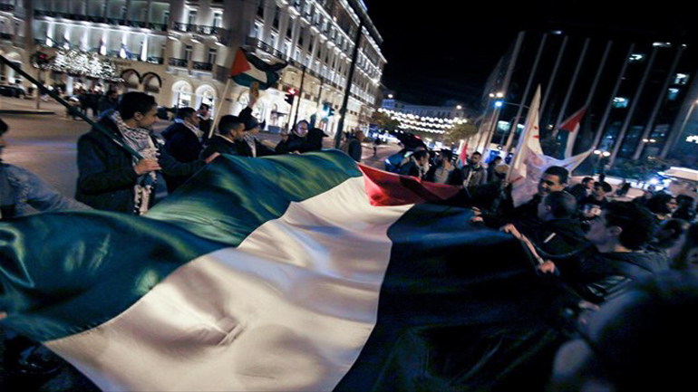 Πορεία Παλαιστινίων στην Αμερικανική Πρεσβεία