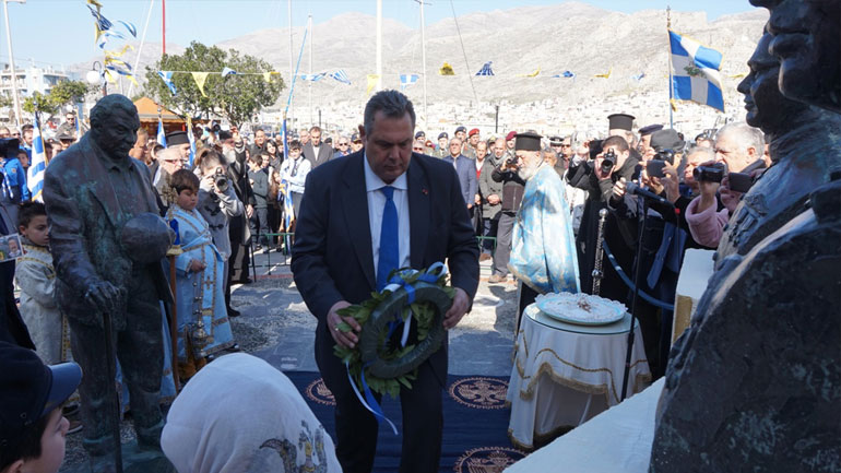 Στην Κάλυμνο ο Π. Καμμένος μετά τη ρίψη στεφάνου στα Ίμια