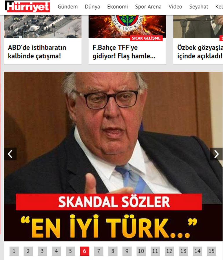 Στο πρωτοσέλιδο της Χουριέτ αναφέρεται το πρώτο μέρος της φράσης του Θεόδωρου Πάγκαλου «ο καλός Τούρκος» και έπονται τελίτσες...