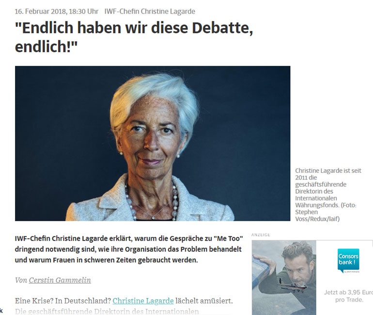 H επικεφαλής του ΔΝΤ μιλά στη SZ