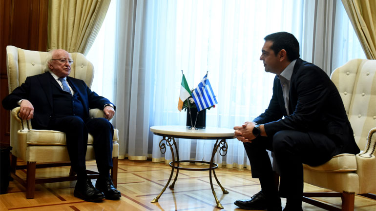 Ολοκληρώθηκε η συνάντηση του Αλ. Τσίπρα με τον Ιρλανδό Πρόεδρο κ. Χίγκινς